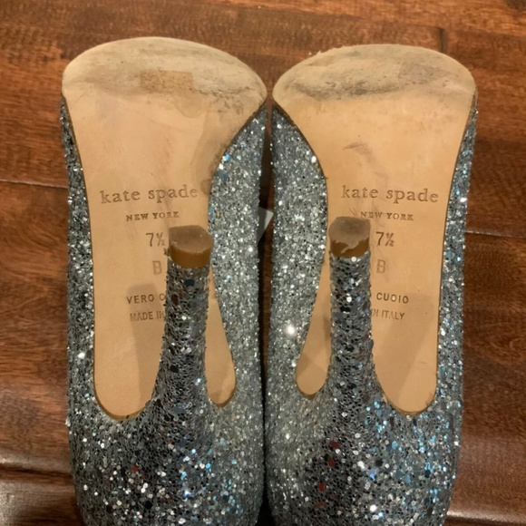 Kate Spade Silver Glitter Round Toe High Heels, Size 7.5 (US) - Picture 4 of 5